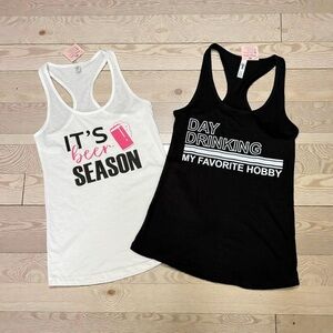 NWT Set of 2 Women’s Custom Funny Next Level Tank Top Sz S